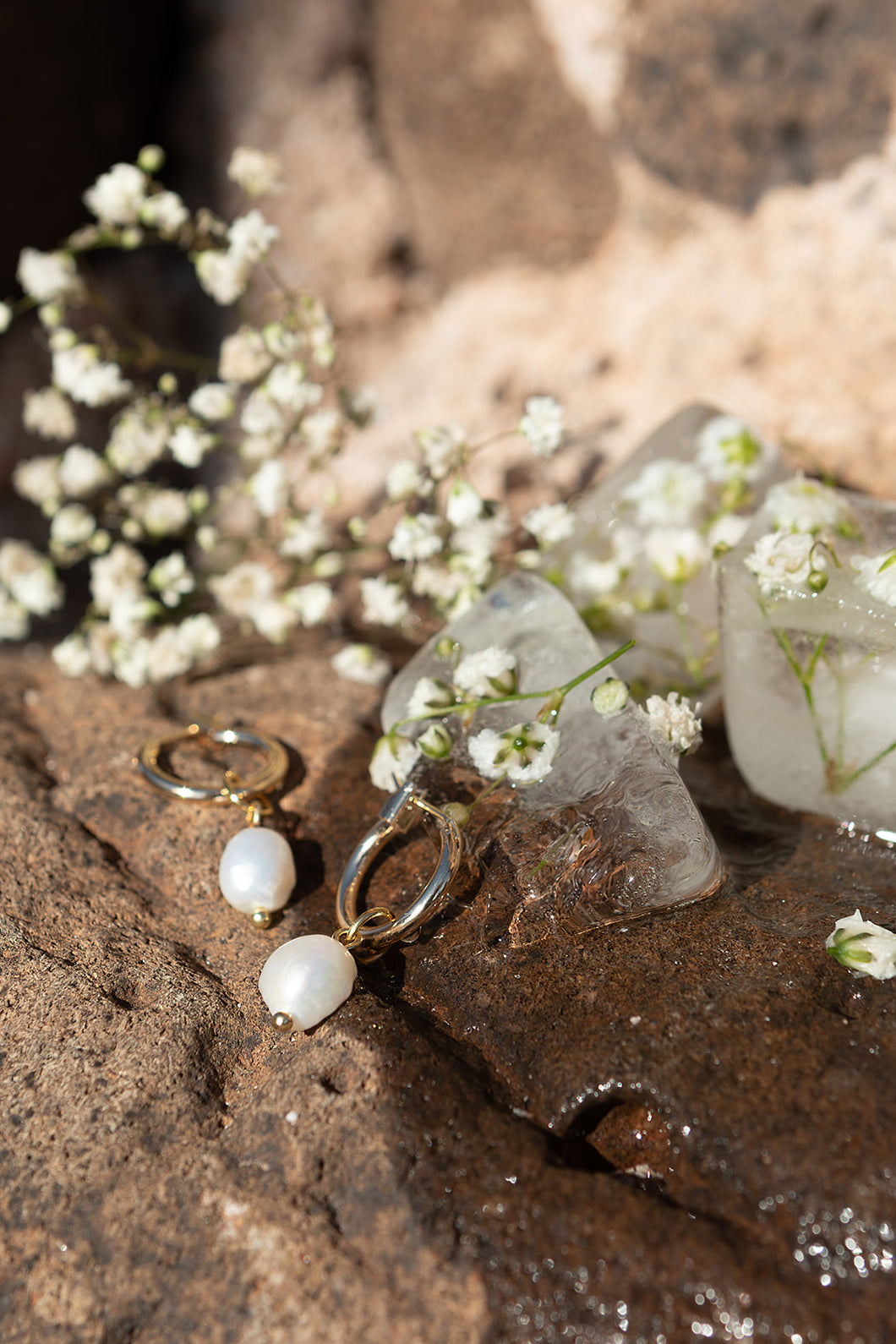 18k gold pearl hoops (gold and silver available)