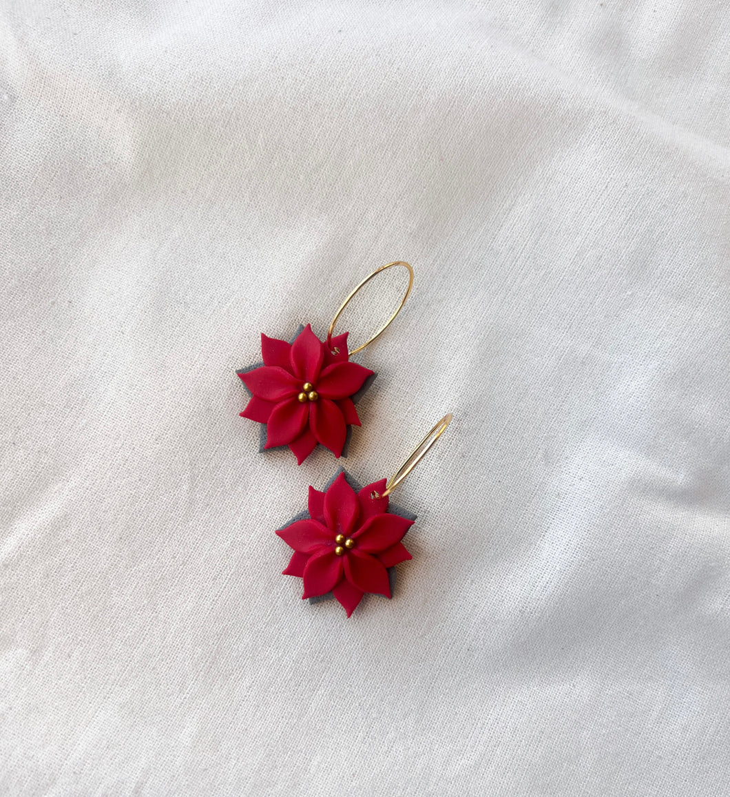 Poinsettia Hoops- Red