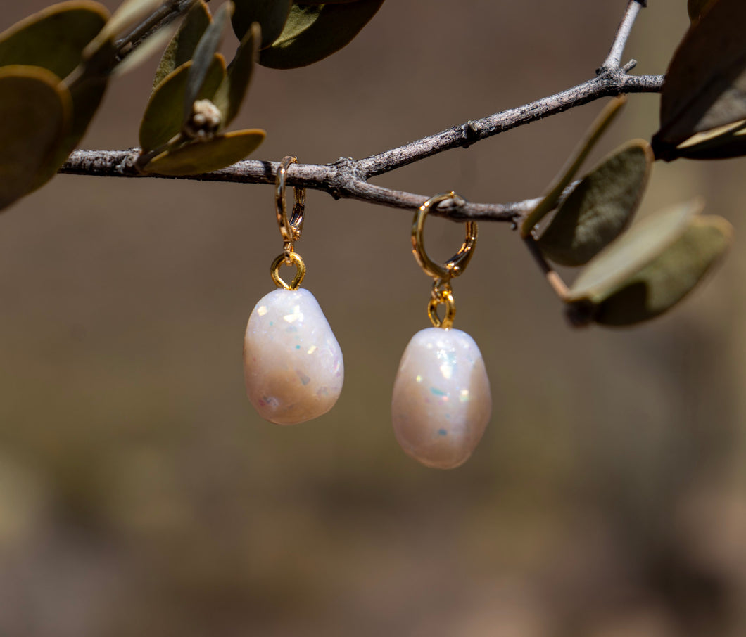 Opal Pebble Charm Earrings