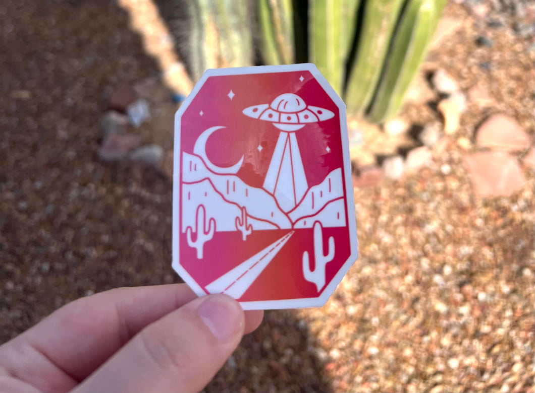 Alien Abduction in the Desert Sticker