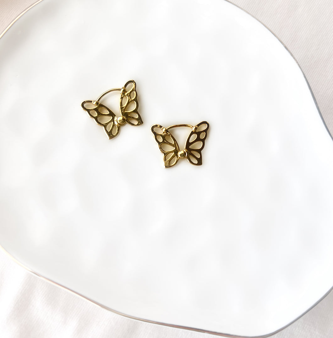 Butterfly Huggie Hoops- Gold