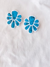 Load image into Gallery viewer, Freya Statement Studs- White/Turquoise
