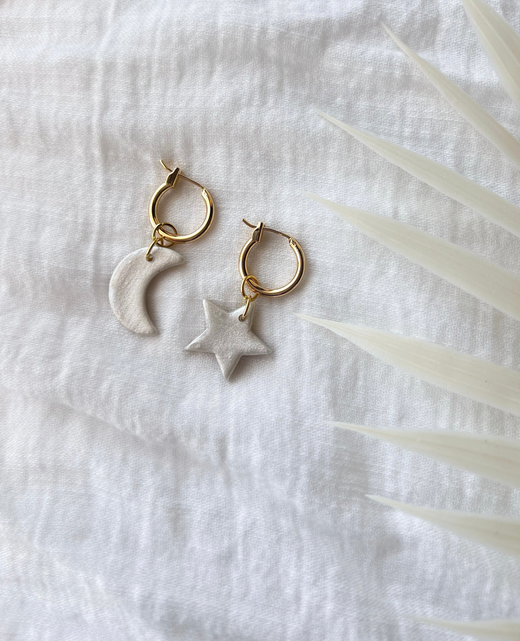 18k gold moon and star hoops (available in gold & silver)