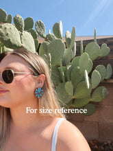 Load image into Gallery viewer, Freya Statement Studs- White/Turquoise
