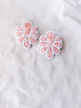 Load image into Gallery viewer, Freya Statement Studs- White/Rose Quartz
