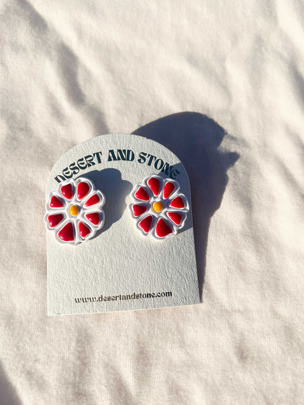 Floral Studs- White/Red